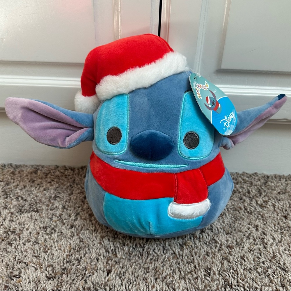 NWT Disney Stitch Squishmallow with Santa Hat